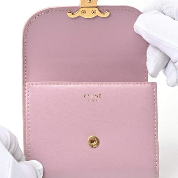 CELINE Triomphe Small Wallet 10D78 Dull Pink E-155584 - Picture 5 of 10